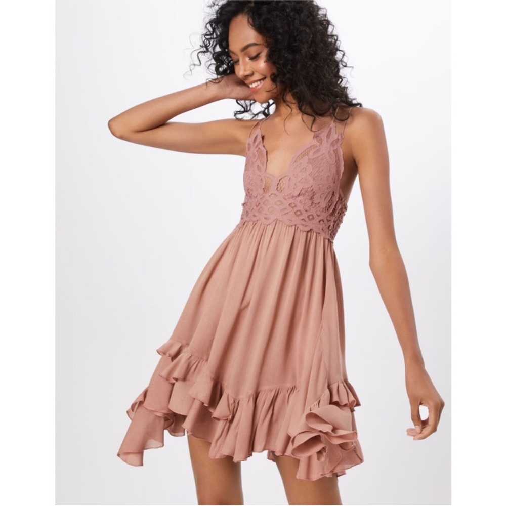 Free People One Adella Slip Dress in Rose Pink